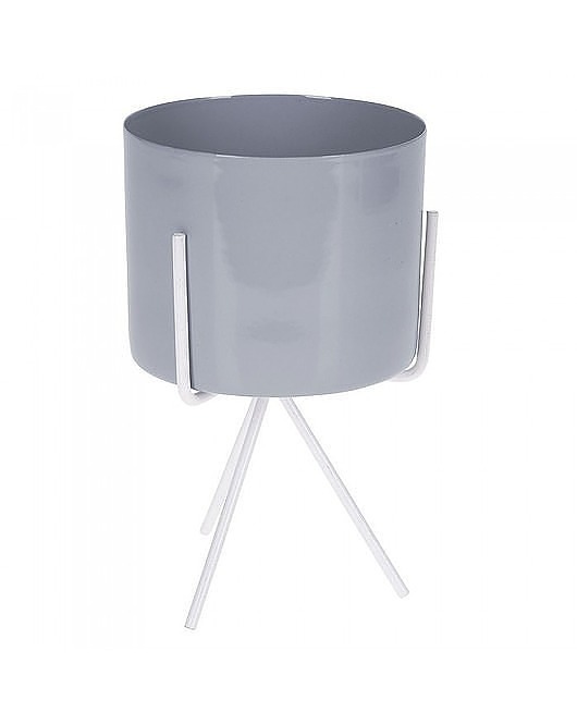 Kwietnik Metalowy Osłonka na Stojaku Szara 16 cm MIA home