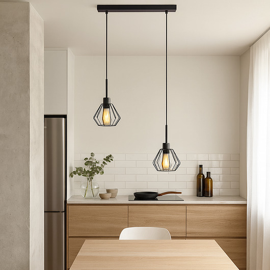 lampy wiszące Czarna lampa wisząca z drucianymi kloszami pająk regulowana LED ZAFRA LOFT