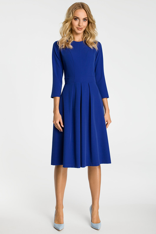 sukienki midi damskie Sukienka z kontrafałdami-chabrowa(M-335)