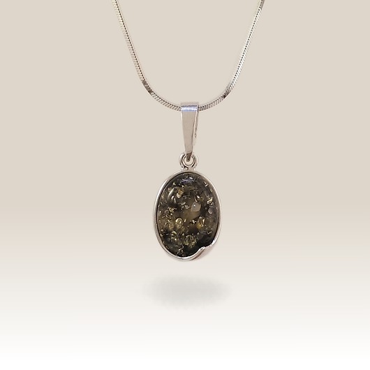 Wisiorek z zielonym bursztynem  25 x 11mm ZaNa Design