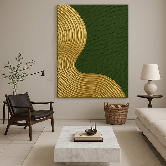 obrazy Obraz SALSA - obraz strukturalny zielono złoty