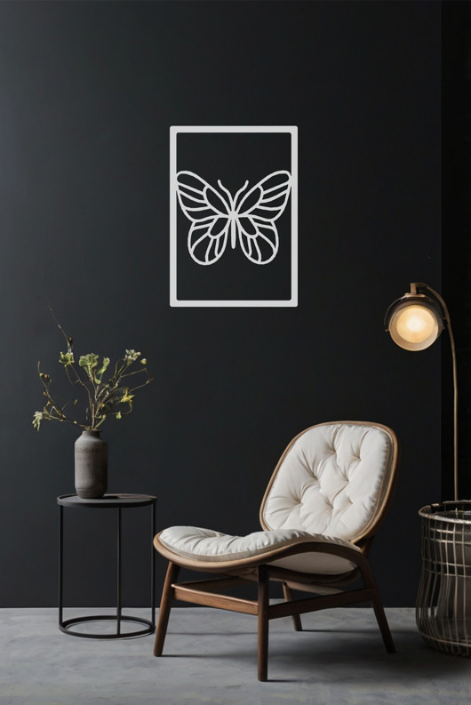 Ozdoby na ścianę Metalowy obraz Motyl II