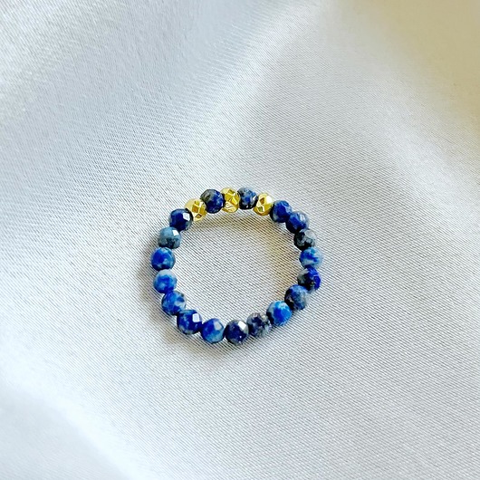 pierścionki elastyczne Pierścionek IB z Lapis Lazuli i Hematytami