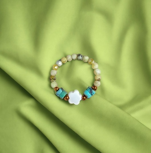 pierścionki elastyczne Pierścionek : summer : turkus, muszla