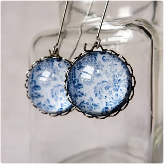 kolczyki kwiaty blue kameLeonia
