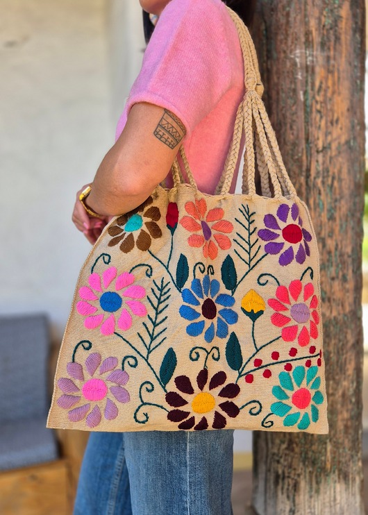 torby na ramię Torba haftowana Bordado kolorowe kwiaty hafty z Meksyku