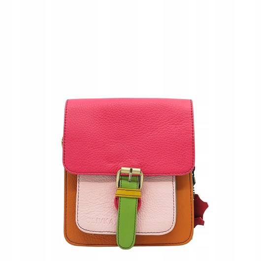 torby na ramię Torebka damska listonoszka kolorowa ze skrawków skórzana eko OLIVKA