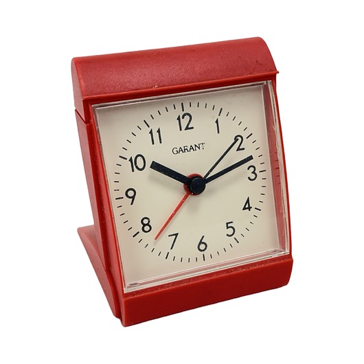 zegary Vintage budzik GARANT NRD / GDR  lata 70. mechaniczny czerwony  retro design