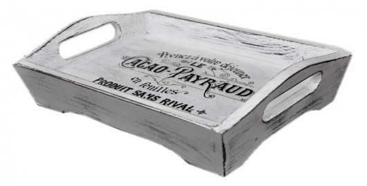 Mała postarzana taca w stylu shabby chic  Spatium