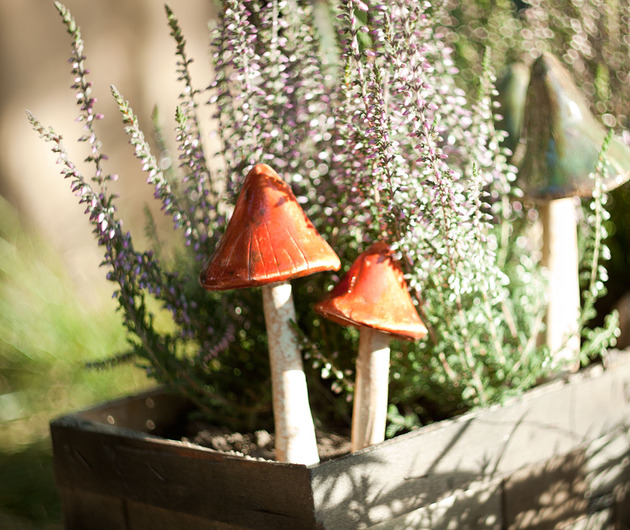 figurki i rzeźby Ceramiczne grzybki - pomarańczowe