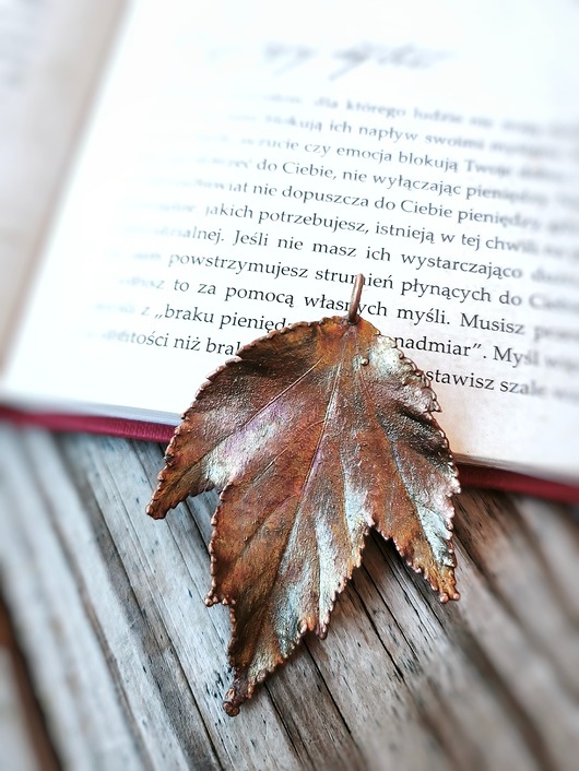 biżuteria męska Liść miedziany Klon Czerwony III