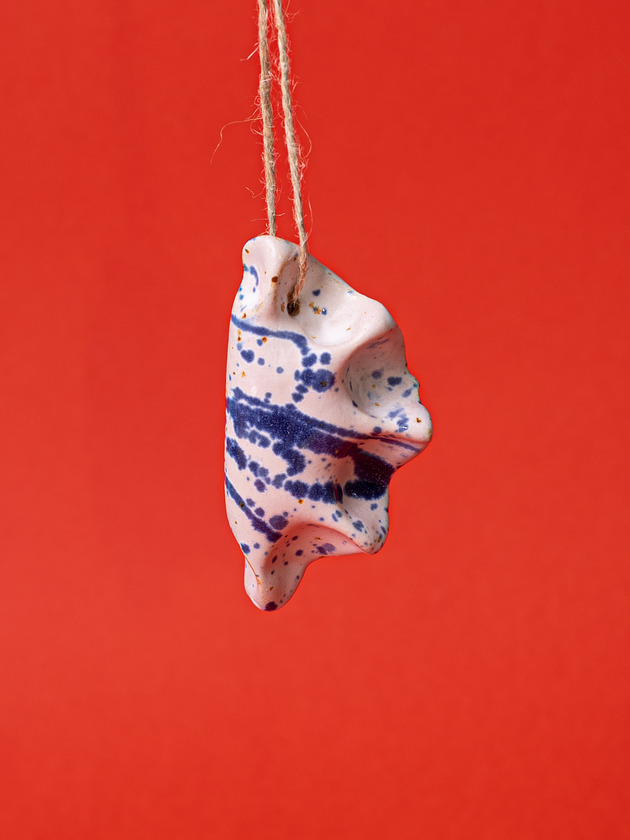 ozdoby choinkowe Pieróg ceramiczny na choinkę  dekoracja świąteczna - kobaltowy