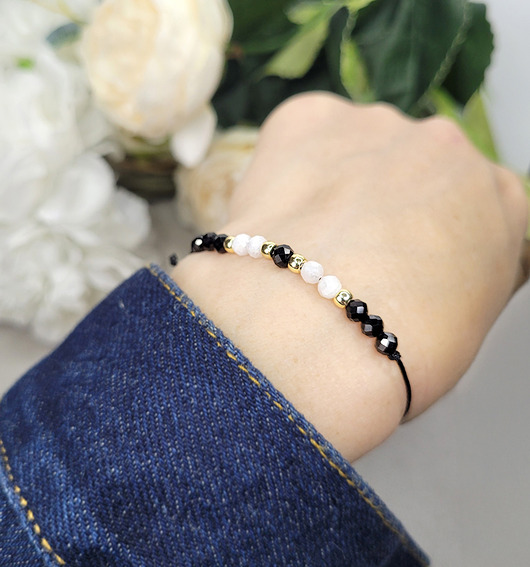 bransoletki z kamieni naturalnych MIŁOŚĆ i ochrona z Turmalinem i Kam. księżycowym