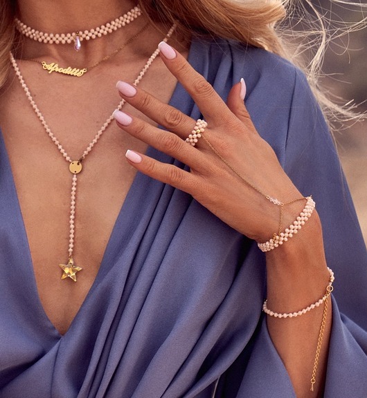 bransoletki ze szkła Bransoletka z pierścionkiem potrójna Creamy Wave