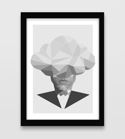 Head in the Clouds - szary - plakat 50x70 Interior Design Olga Robak