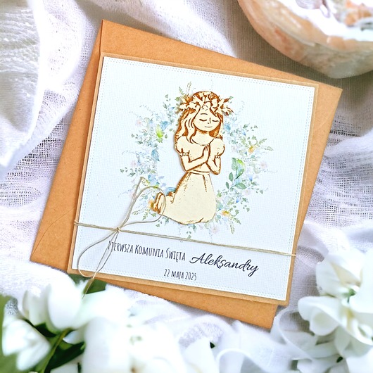 kartki na komunię Kartka, PERSONALIZACJA : I Komunia Święta : dziewczynka