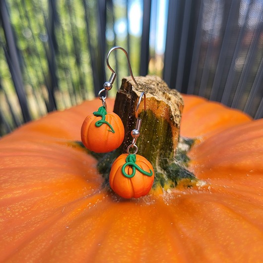 kolczyki z masy plastycznej Kolczyki wiszące dynie