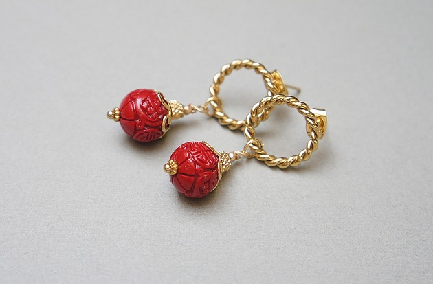 kolczyki z kamieniami Alloys Collection - Red koral vol. 2 kolczyki