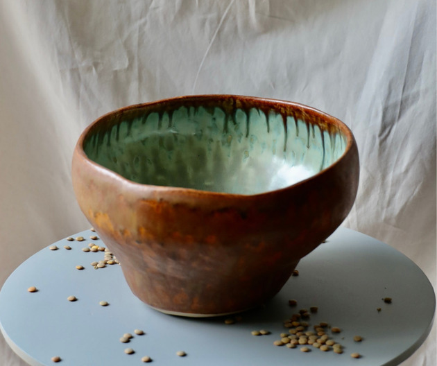 miski i misy Tykwa w miedzianej kąpieli - wysoka misa ceramiczna