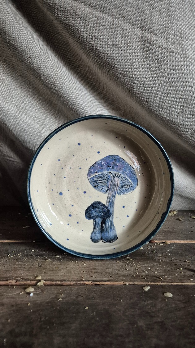 patery i talerze Talerz głęboki obiadowy 24 cm z ILUSTRACJĄ Grzyba, talerz ozdobny