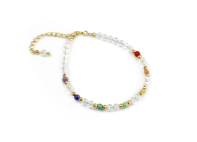 Bransoletka Kryształ Górski Czakry złoto Brazi Druse Jewelry