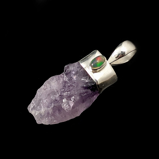 wisiory Surowy ametyst z opalem