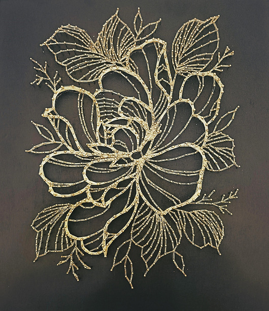 obrazy Golden Flower obraz string art 3d