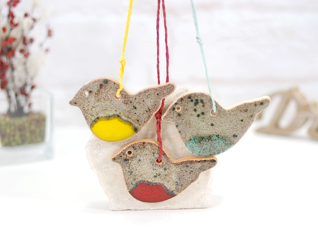Ozdoby na ścianę Ceramiczne ptaszki brzuszki