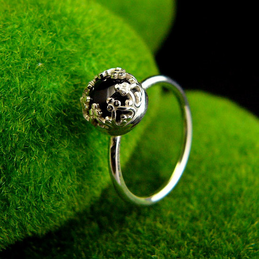 pierścionki srebrne Pierścień Lea - Czarny Onyks Srebro