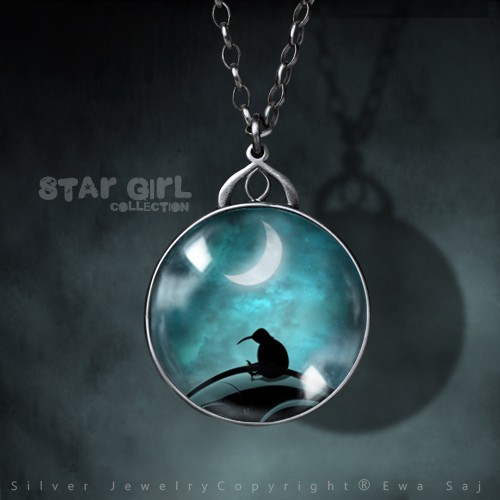 Star Girl collection - dwustronny medalion Ewa Saj  Silver
