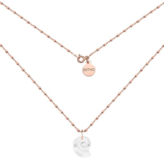złote naszyjniki Naszyjnik z różowego złota z muszelką SWAROVSKI CRYSTAL
