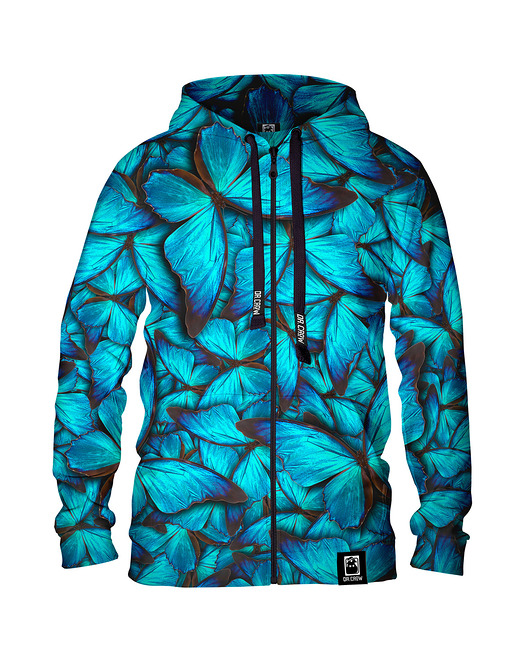 bluzy męskie Męska Bluza Expres Zamek DR.CROW Motyle Blue