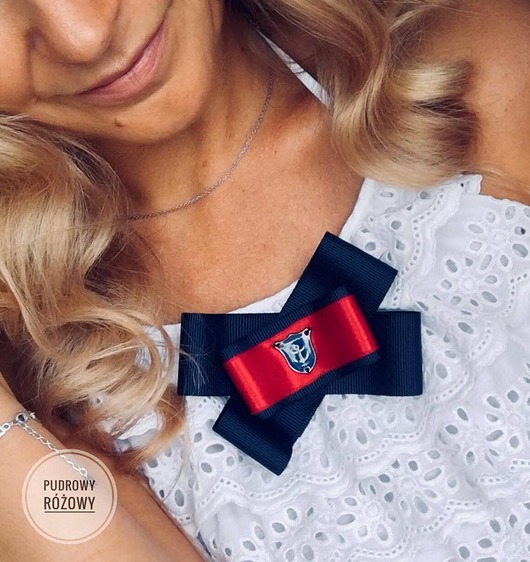 Brosza Marynarska kokarda NEW Pudrowy Różowy
