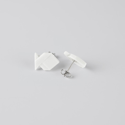 kolczyki ceramiczne Kolczyki z Porcelany Origami Rybki Małe Białe