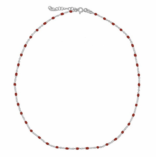 chokery Srebrny naszyjnik CHOKER z czerwoną emalią