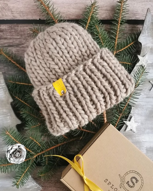 czapki damskie Beżowa wełniana czapka zimowa WOOLY