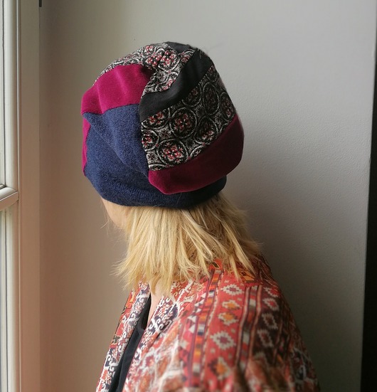 czapka damska szyta patchworkowo handmade ruda klara