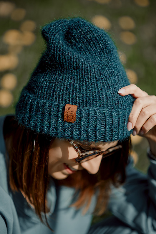 czapki damskie Czapka Alpaca Petrol Beanie