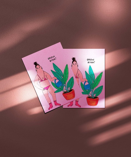 grafiki i ilustracje Pocztówka Grow Bitch