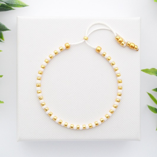 Bransoletka Minimal Dots - White and Gold Ilovehandmade