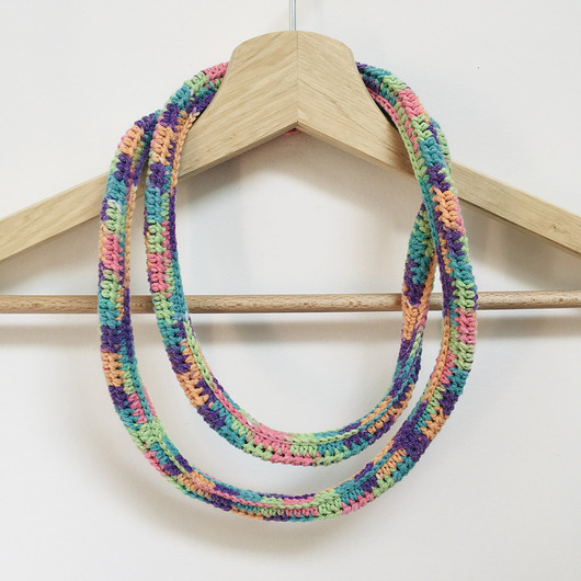 naszyjniki - inne Naszyjnik dzianinowy boho handmade bawełna
