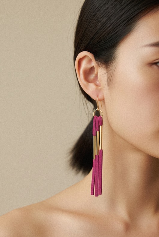 kolczyki - inne Fuksja . zamsz