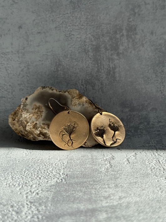 kolczyki - inne Kolczyki z odciskami dzikiej marchwi