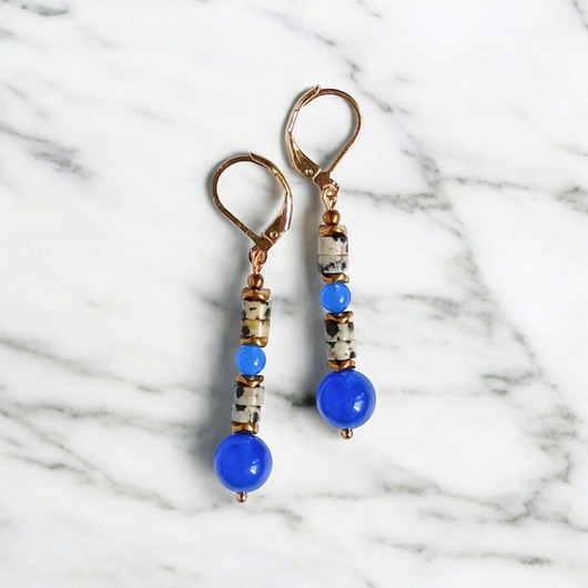 kolczyki z kamieniami JASPER collection : kolczyki dłuższe 5cm : jaspis & jadeit niebieski