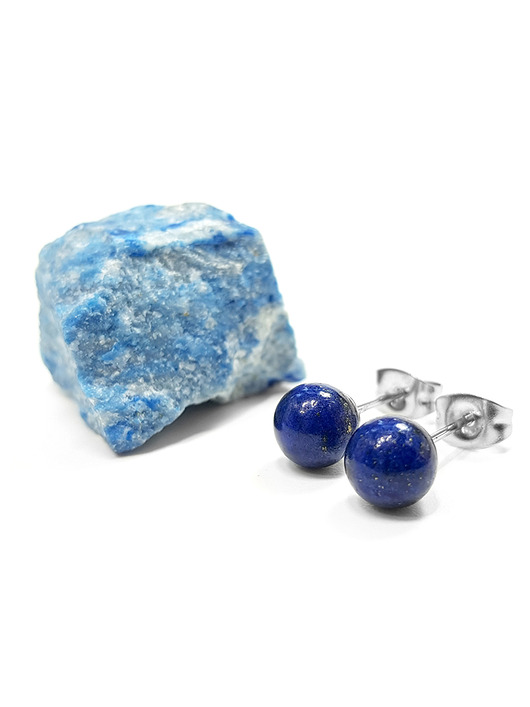 kolczyki z kamieniami Lapis lazuli kuleczki kolczyki sztyfty