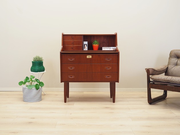 biurka Sekretarzyk tekowy, duński design, lata 70, produkcja: Dania