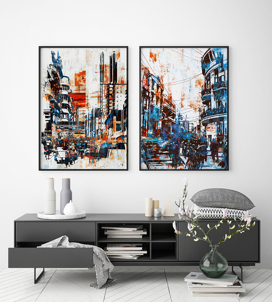 plakaty Miasta - zestaw plakatów abstrakcyjnych loft
