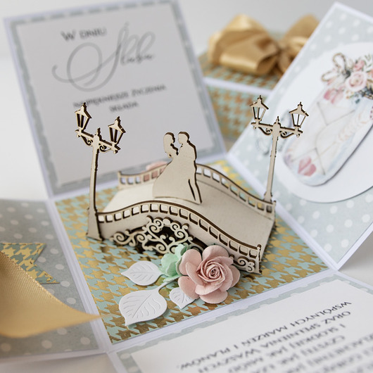 kartki scrapbooking Pamiątka ślubu, exploding box, kartka