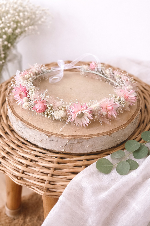 Ślubne ozdoby do włosów Wianek na głowę z roślinności suszonej mix