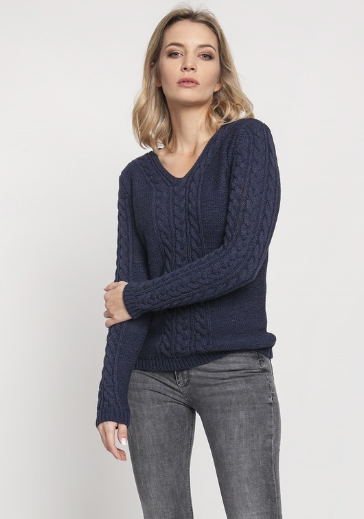 Sweter z dekoltem,SWE186 jeans MKM MKMswetry